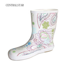 Bottes de pluie en caoutchouc blanc propre pour les filles Rab3011